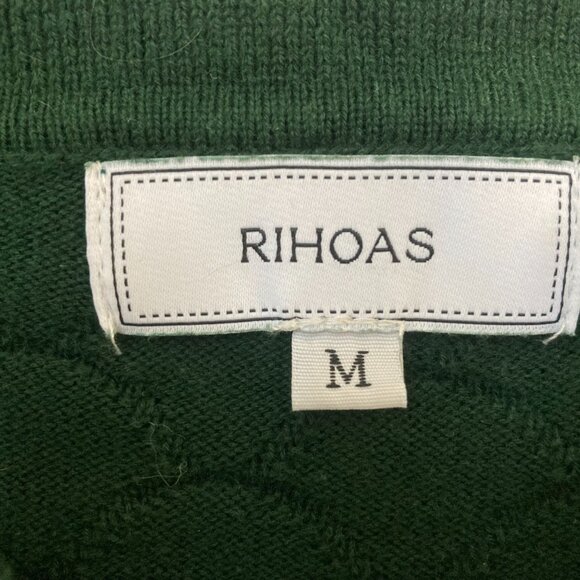 Dark Green Lapel Ribbed Textured Knit Top - Picture 2 of 3